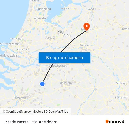 Baarle-Nassau to Apeldoorn map