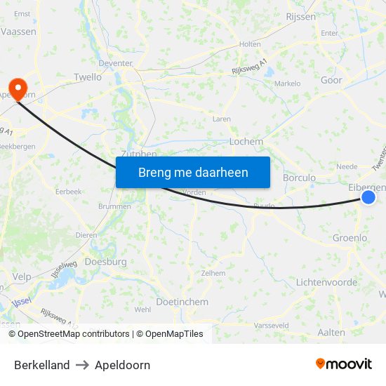 Berkelland to Apeldoorn map