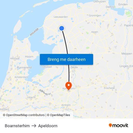 Boarnsterhim to Apeldoorn map