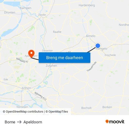 Borne to Apeldoorn map