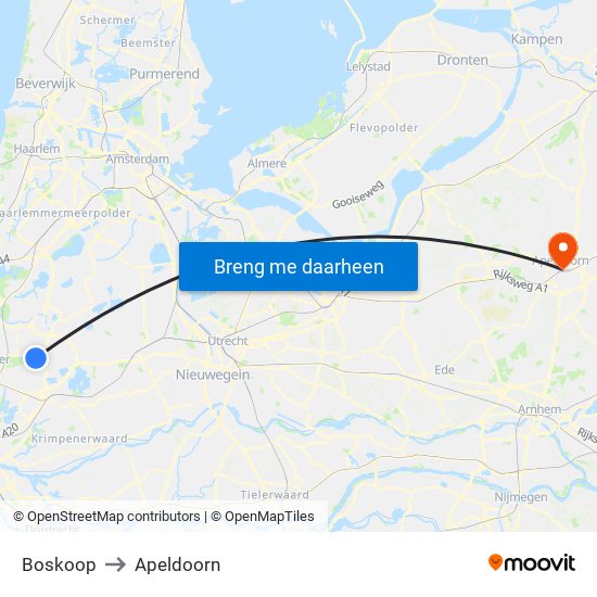 Boskoop to Apeldoorn map