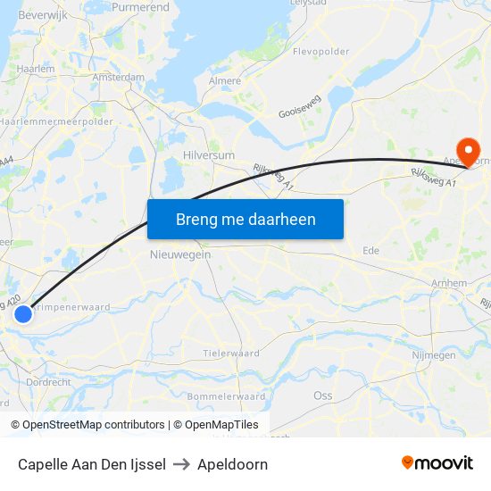 Capelle Aan Den Ijssel to Apeldoorn map
