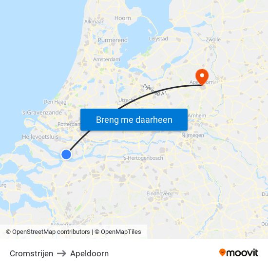 Cromstrijen to Apeldoorn map