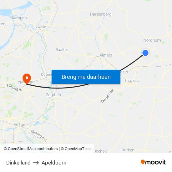 Dinkelland to Apeldoorn map