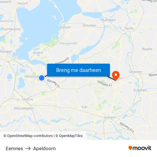Eemnes to Apeldoorn map