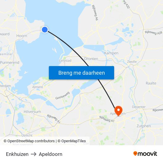 Enkhuizen to Apeldoorn map