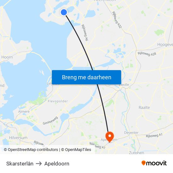 Skarsterlân to Apeldoorn map