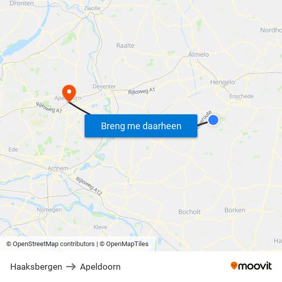 Haaksbergen to Apeldoorn map