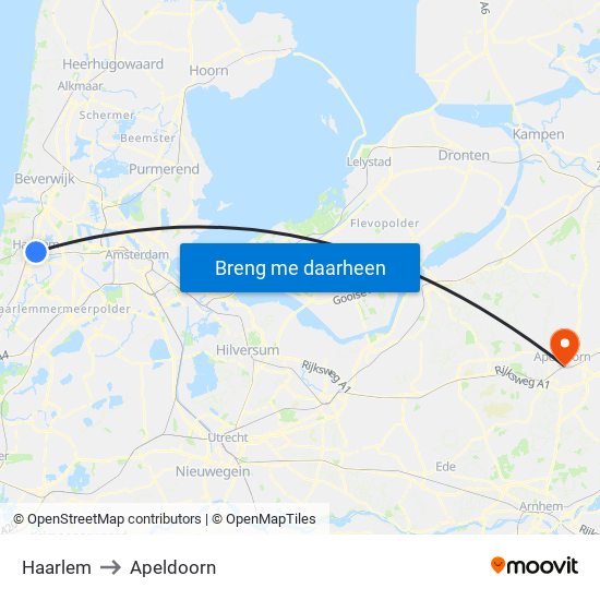 Haarlem to Apeldoorn map