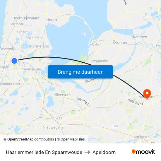 Haarlemmerliede En Spaarnwoude to Apeldoorn map