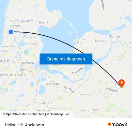 Heiloo to Apeldoorn map