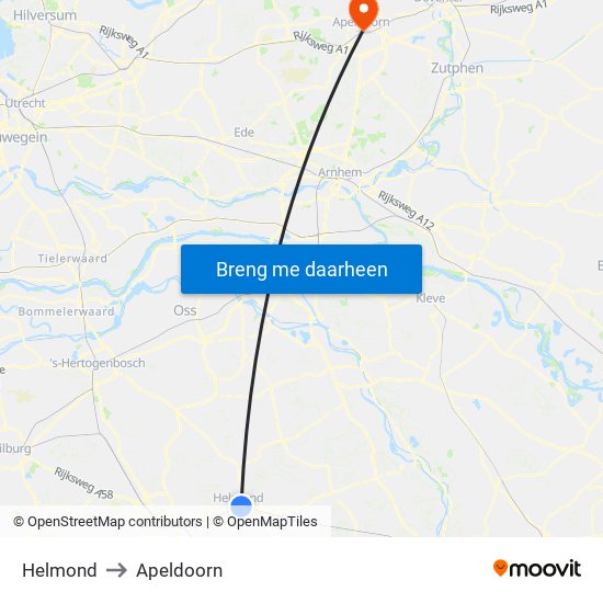 Helmond to Apeldoorn map