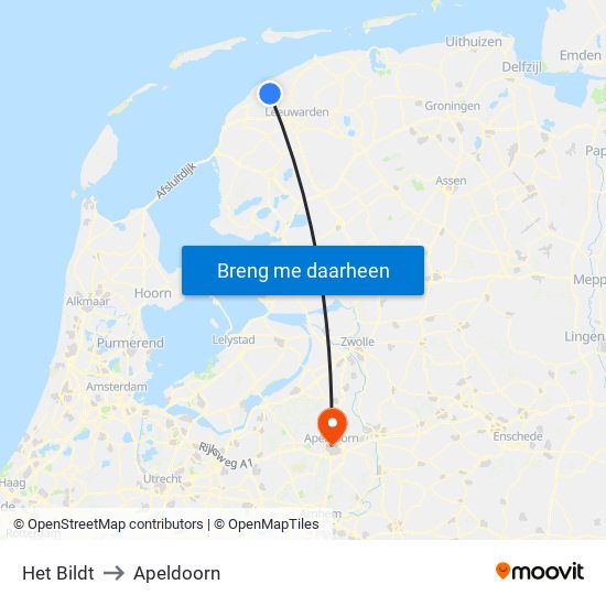 Het Bildt to Apeldoorn map