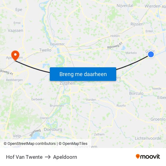 Hof Van Twente to Apeldoorn map