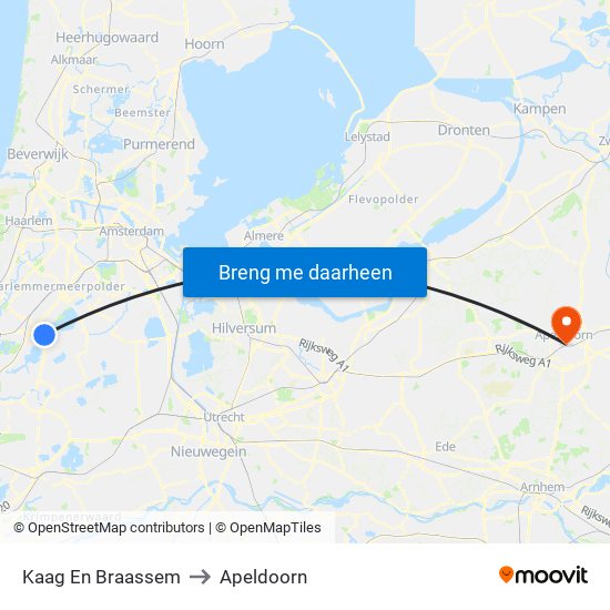 Kaag En Braassem to Apeldoorn map