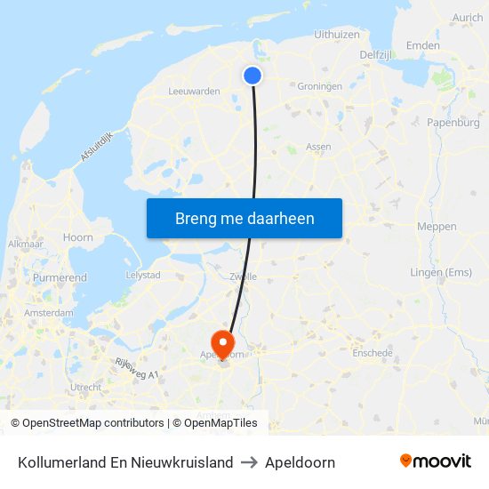 Kollumerland En Nieuwkruisland to Apeldoorn map