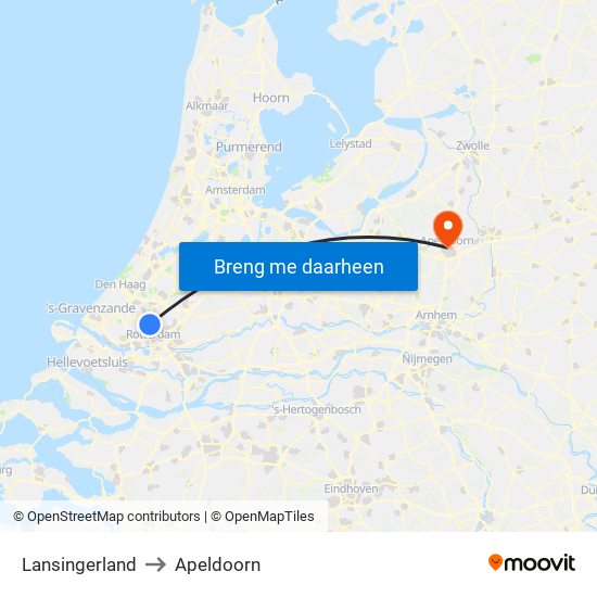 Lansingerland to Apeldoorn map