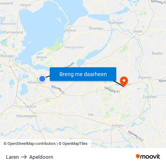 Laren to Apeldoorn map