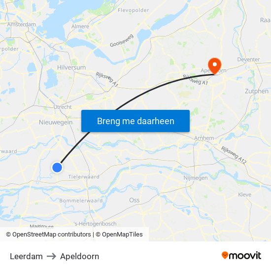 Leerdam to Apeldoorn map