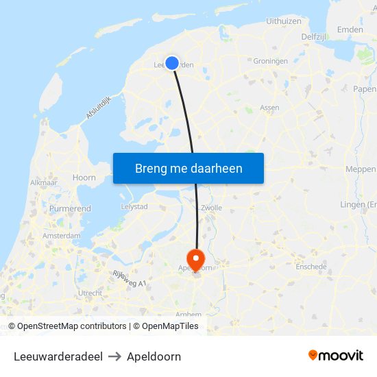 Leeuwarderadeel to Apeldoorn map