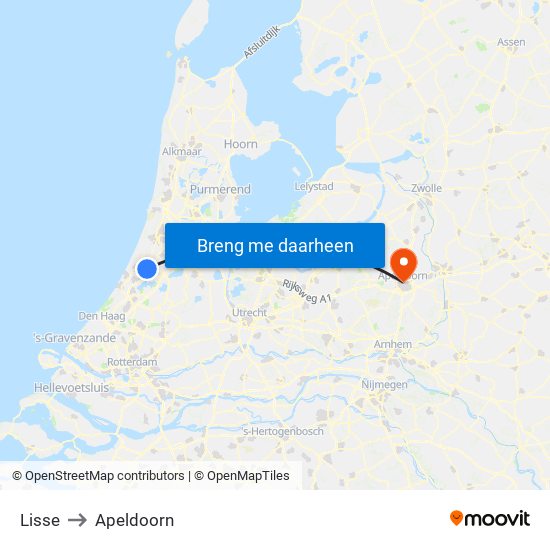 Lisse to Apeldoorn map