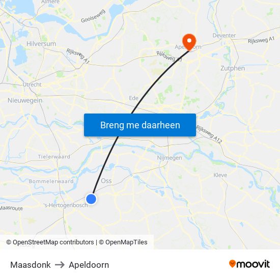 Maasdonk to Apeldoorn map