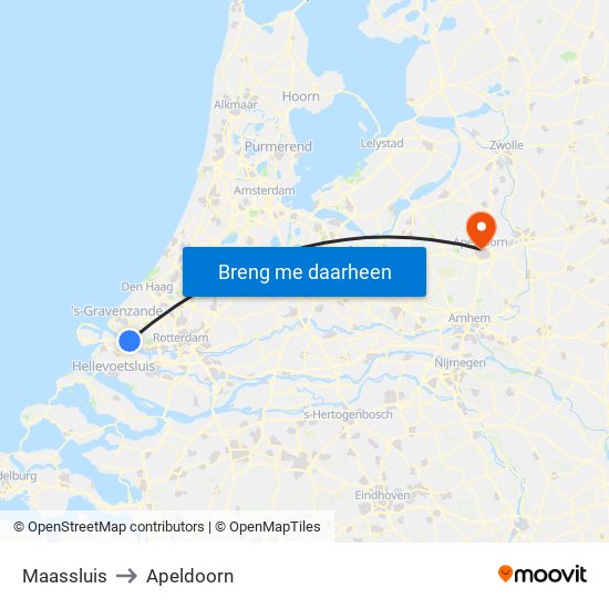Maassluis to Apeldoorn map