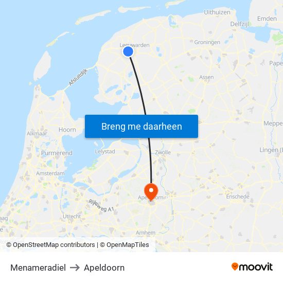 Menameradiel to Apeldoorn map