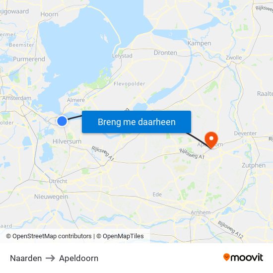 Naarden to Apeldoorn map