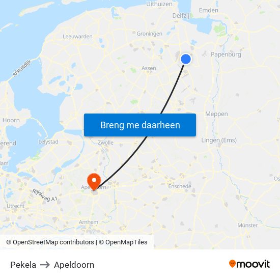 Pekela to Apeldoorn map