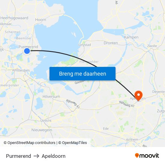 Purmerend to Apeldoorn map