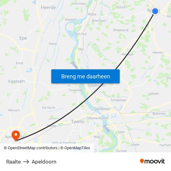 Raalte to Apeldoorn map