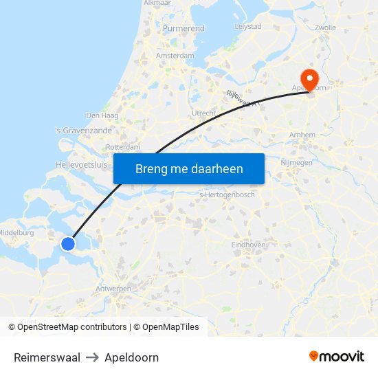 Reimerswaal to Apeldoorn map