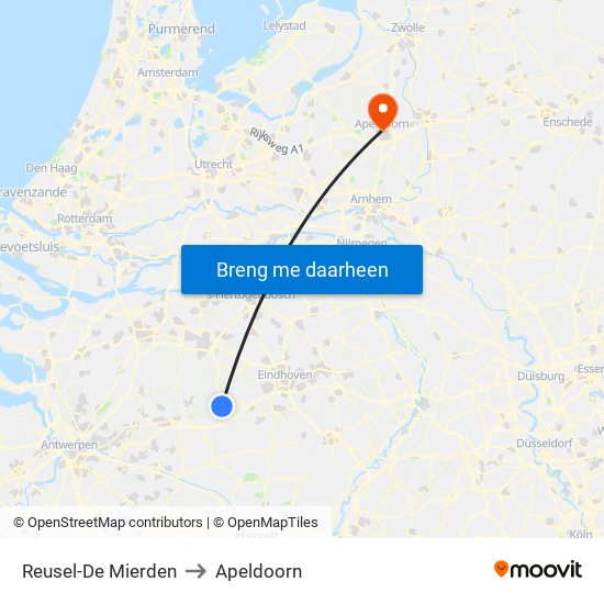 Reusel-De Mierden to Apeldoorn map