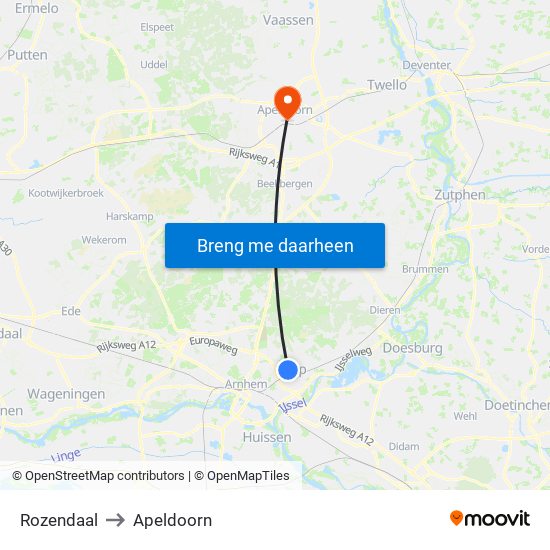 Rozendaal to Apeldoorn map