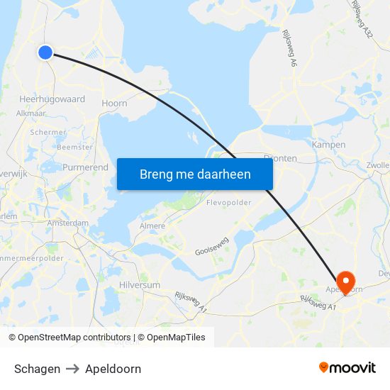 Schagen to Apeldoorn map