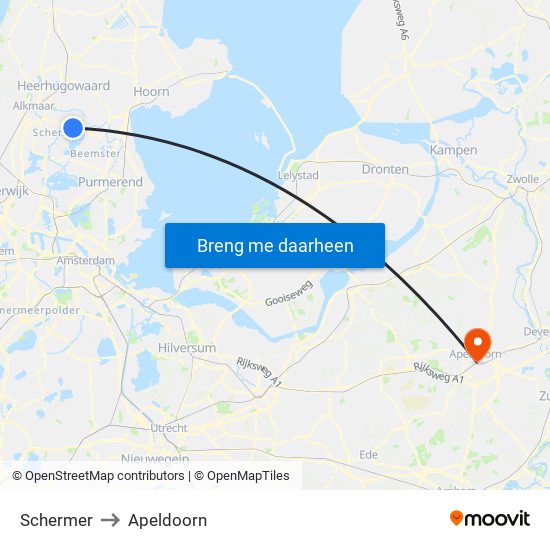 Schermer to Apeldoorn map