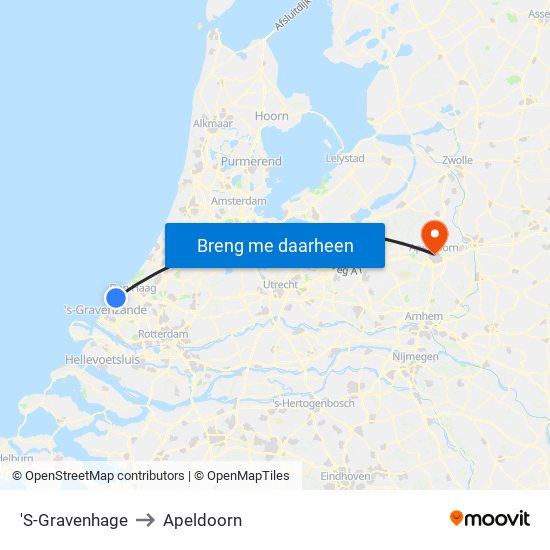 'S-Gravenhage to Apeldoorn map