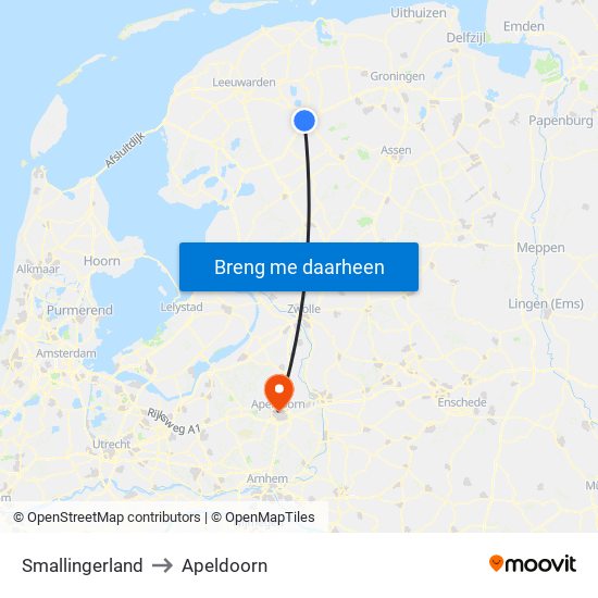 Smallingerland to Apeldoorn map