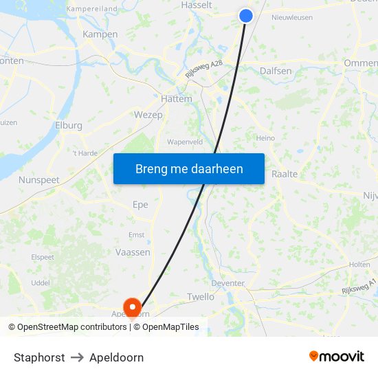 Staphorst to Apeldoorn map