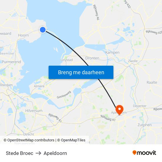 Stede Broec to Apeldoorn map