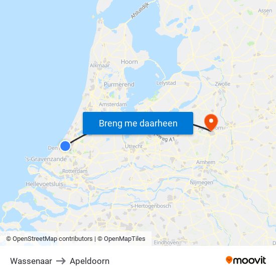 Wassenaar to Apeldoorn map
