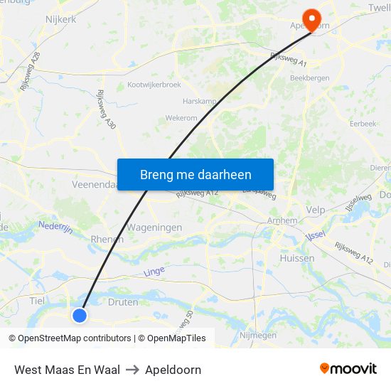 West Maas En Waal to Apeldoorn map