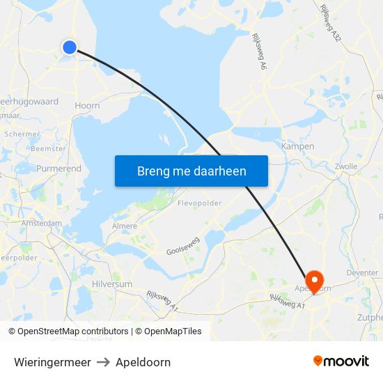 Wieringermeer to Apeldoorn map