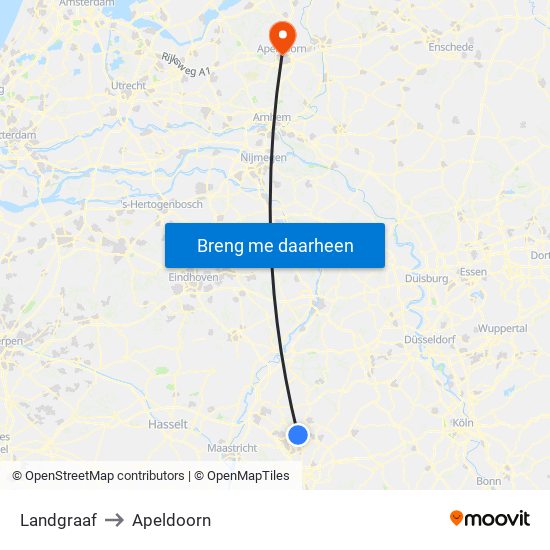 Landgraaf to Apeldoorn map