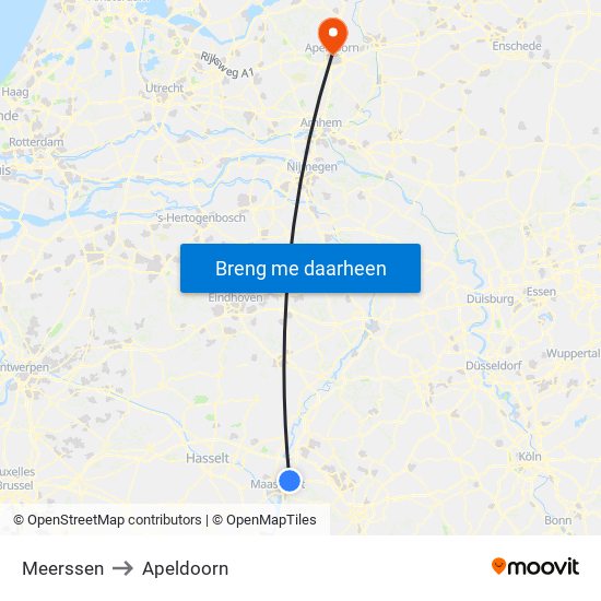 Meerssen to Apeldoorn map