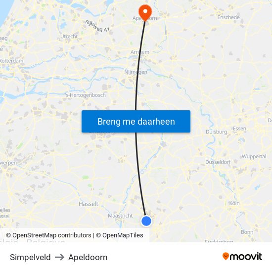 Simpelveld to Apeldoorn map
