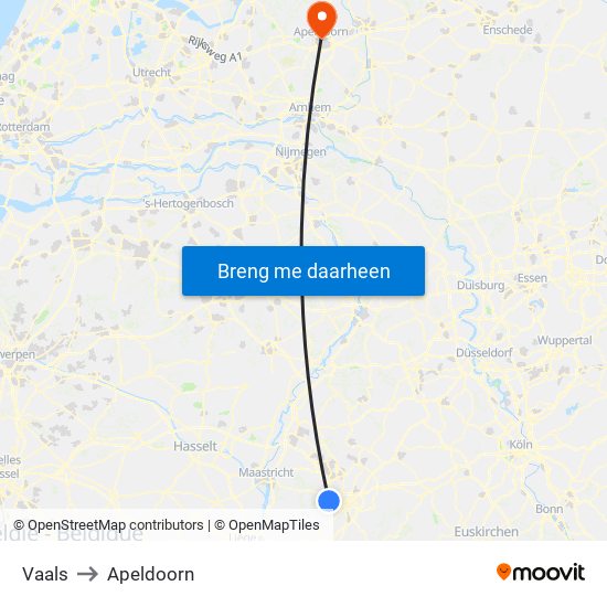 Vaals to Apeldoorn map
