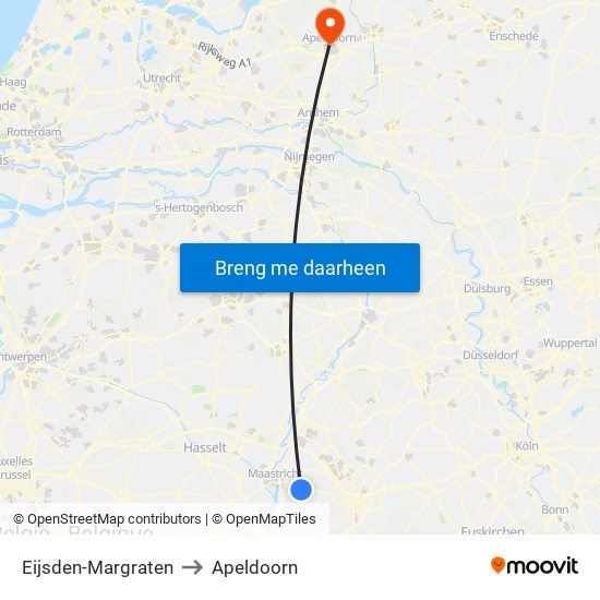 Eijsden-Margraten to Apeldoorn map