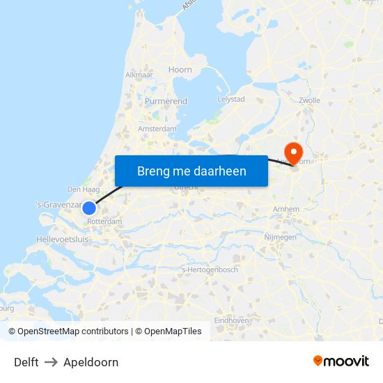 Delft to Apeldoorn map